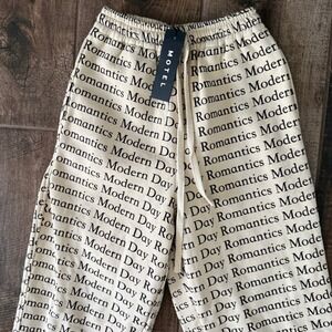 Motel Rocks Bookish Modern Day Romantics Basta Jogger, Cream Black, XS(NWT)